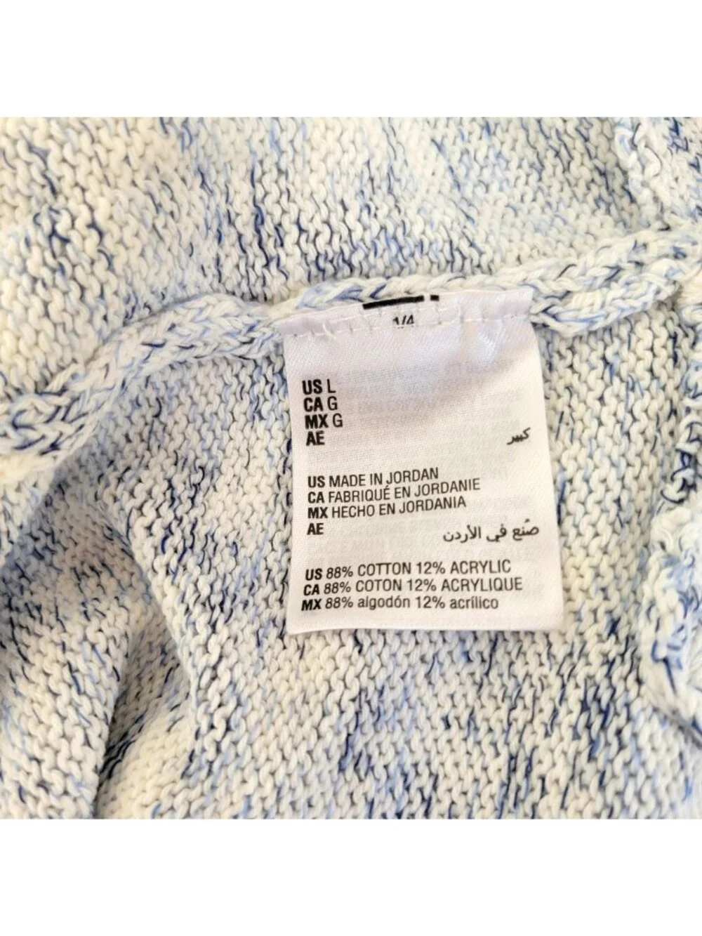 Charter Club Womens Open Front Cardigan Sweater Blue & White Cotton Blend Size L - Picture 4 of 5